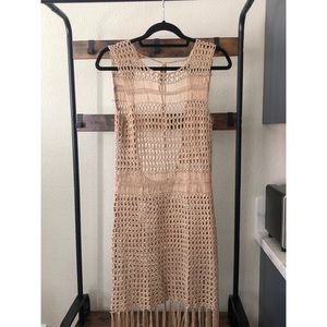Open knit fringe dress